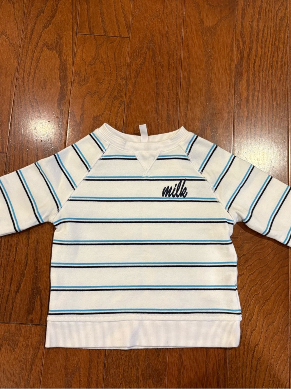 Janie and Jack White Striped Sweatshirt with Blue & Navy Accents